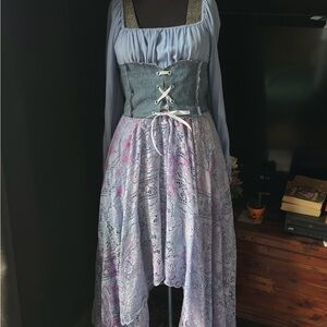 Distressed Denim corseted waist cincher